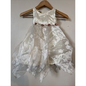 Biscotti 3t Holiday Event Dress Flower Girl White Roses Toddler Girls